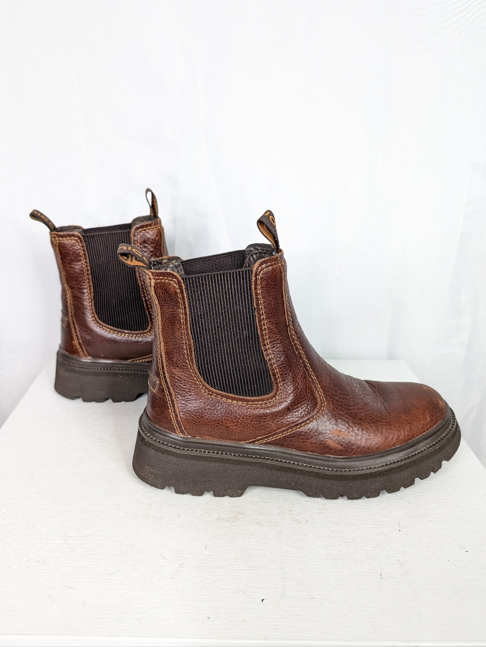 Bionica Drina Chestnut Brown Leather Waterproof Chelsea Combat Boots - Size 9 - Picture 2 of 7